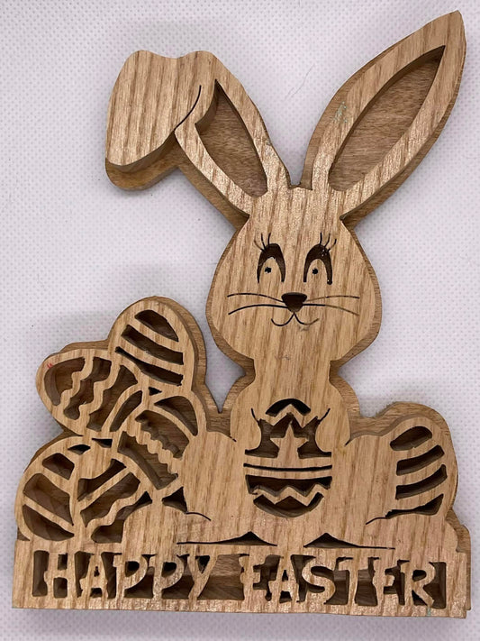 Happy Easter Bunny with Eggs